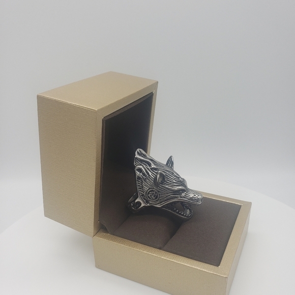 945- Handmade Men's Ring Bottle Opener Wolf NWT - Picture 4 of 10